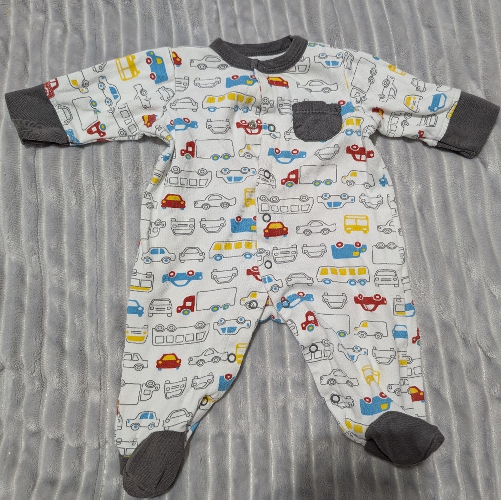 Offspring Baby Onesie with Cars Pattern